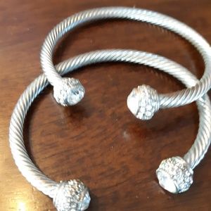 2 PC set silver rhinestone bracelets